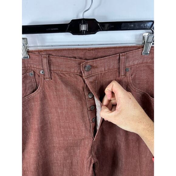Levi’s 501 White Oak Cone Denim Straight Leg Button Fly Jeans Red 40x34 / 38x33 - Picture 11 of 14